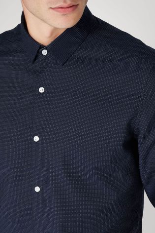 Navy Dobby Smart Long Sleeve Shirt